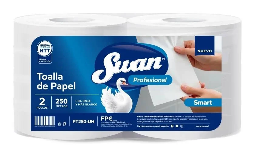 Toalla De Papel Swan 2 Rollos De 250 Mts.